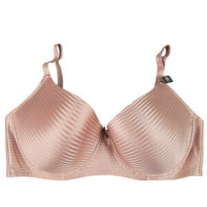Body Embrace Dreamwear T-Shirt Bra Women 42D Shimmer Blush Striped Lightly Lined